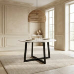 Vendra Blake Genuine Marble Top 6-Seater Round Dining Table