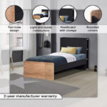 Jordan Single Smart Bed with Headboard Storage - 90x200 cm