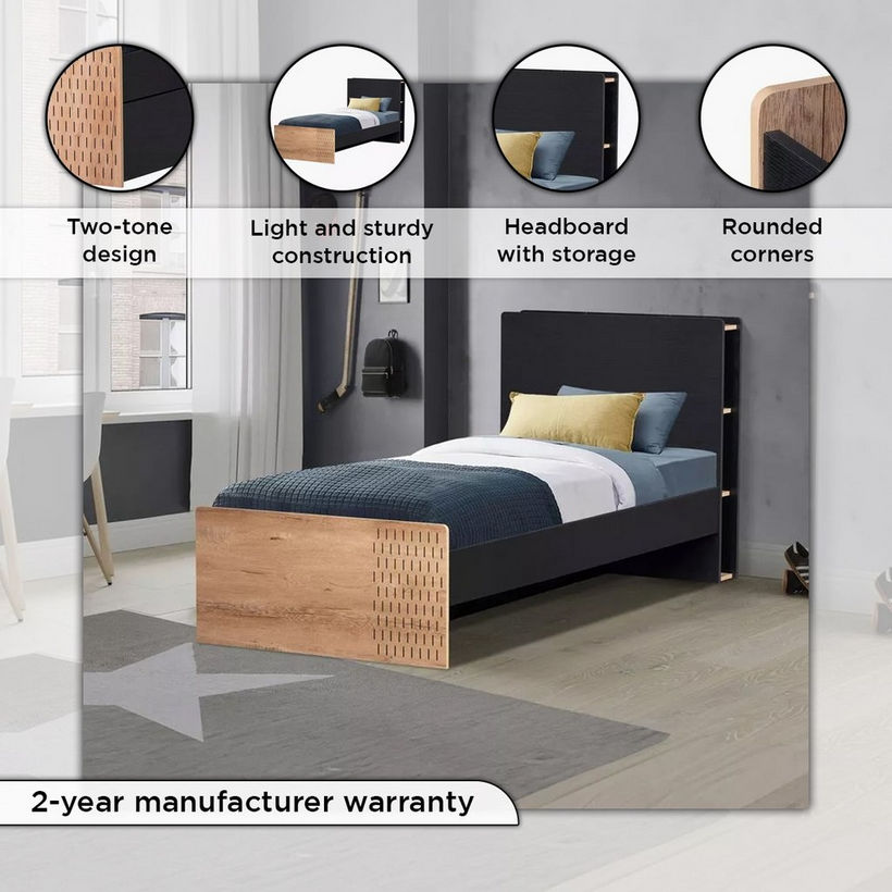 Jordan Single Smart Bed with Headboard Storage - 90x200 cm - Image 5