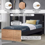 Jordan Single Smart Bed with Headboard Storage - 90x200 cm