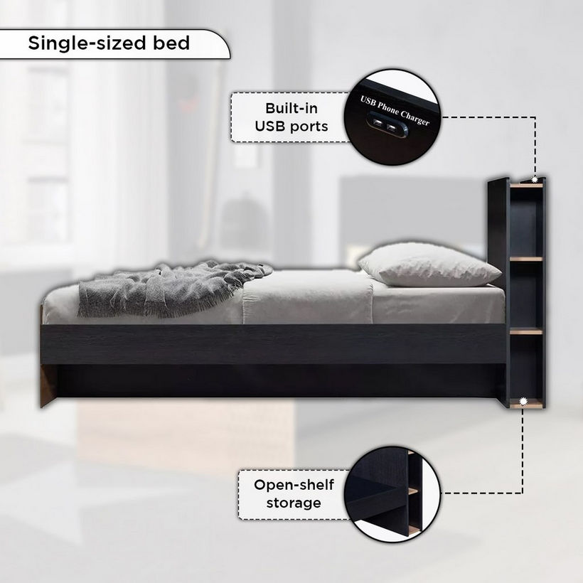 Jordan Single Smart Bed with Headboard Storage - 90x200 cm - Image 7