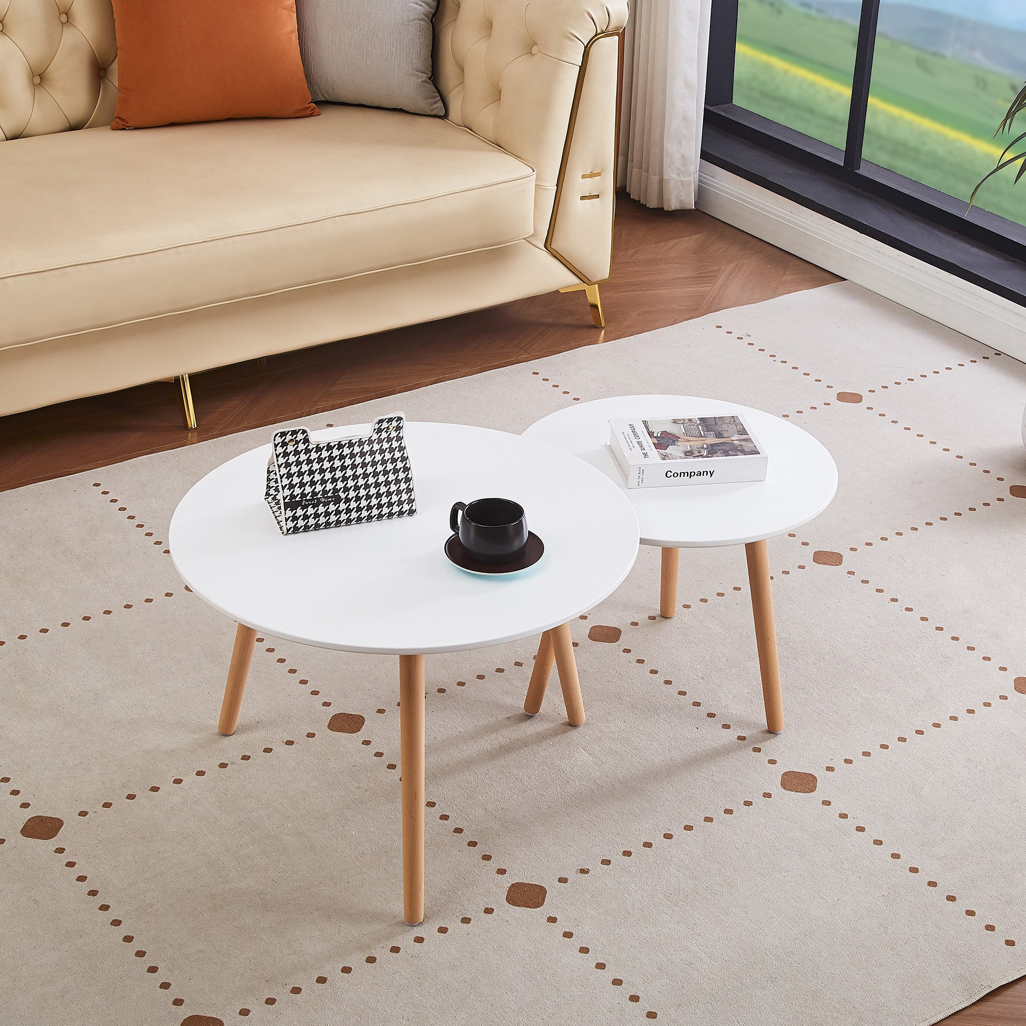 Toto 2-Piece Coffee Table Set with Solid Wood Legs