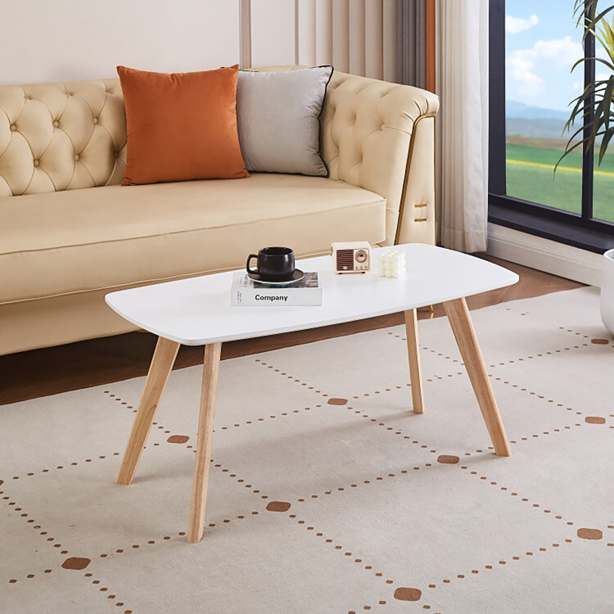 Toto Coffee Table with Solid Wood Legs