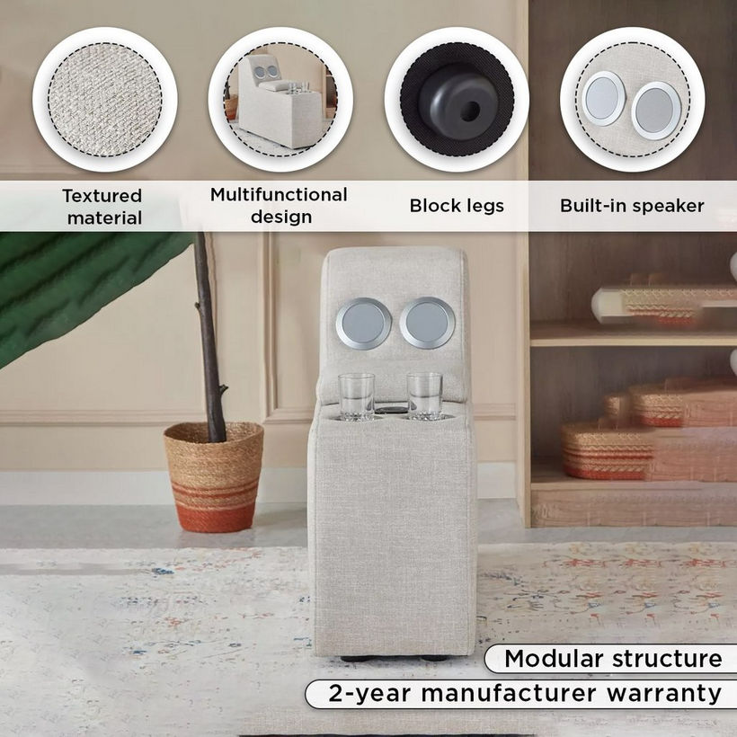 Imodular Fabric 2-Cup Holder Console with Storage Speaker and Charger - Image 5