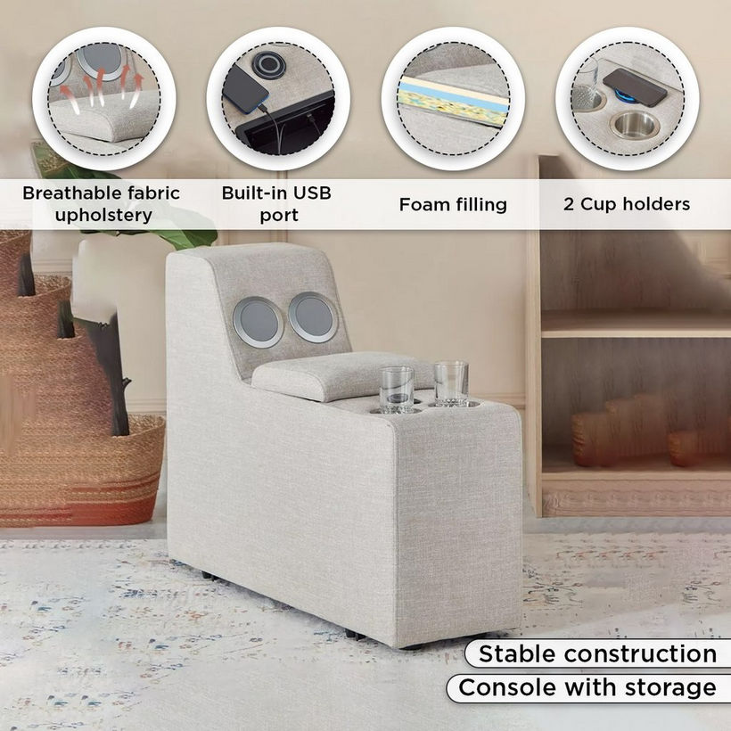 Imodular Fabric 2-Cup Holder Console with Storage Speaker and Charger - Image 6
