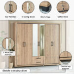 Belfort 6-Door 2-Drawer Wardrobe with 2 Mirrors and Lock