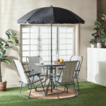 Movo Vera Torino Outdoor 4-Chair and Table Set with Umbrella