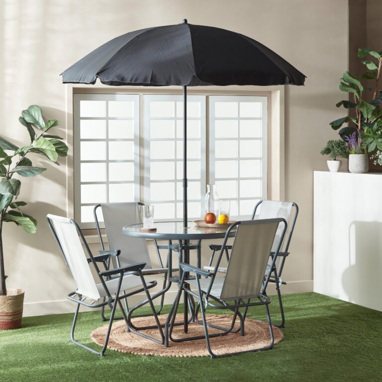 Movo Vera Torino Outdoor 4-Chair and Table Set with Umbrella