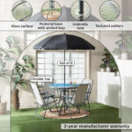 Movo Vera Torino Outdoor 4-Chair and Table Set with Umbrella