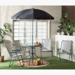 Movo Vera Torino Outdoor 4-Chair and Table Set with Umbrella