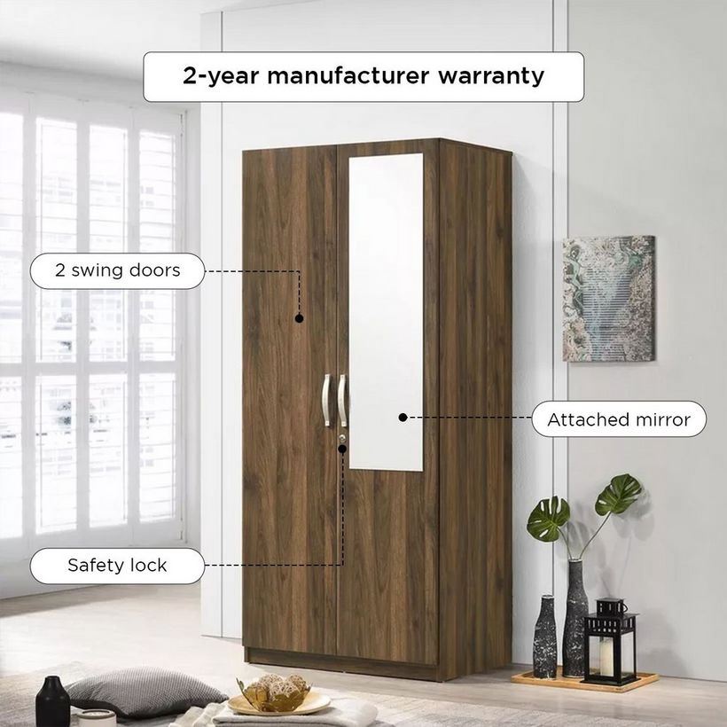 Kulltorp Plus 2-Door Wardrobe with Mirror and Lock - Image 10