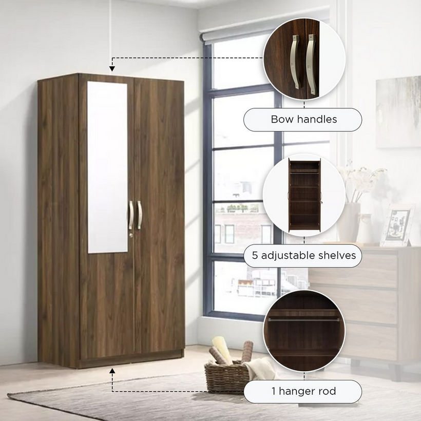 Kulltorp Plus 2-Door Wardrobe with Mirror and Lock - Image 11