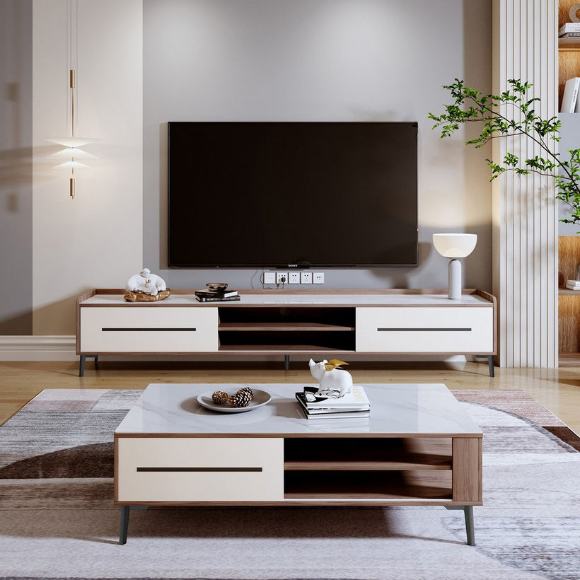 Modway 2 Metre TV Unit with Sintered Stone Top for TVs up to 80 inches - Image 10