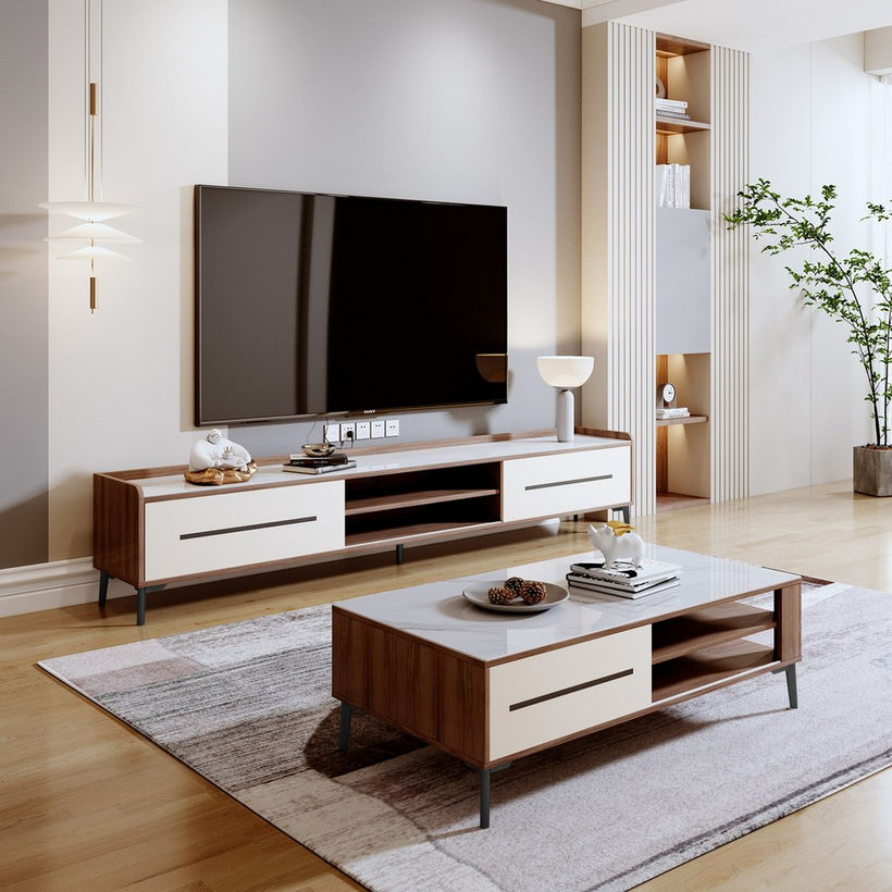 Modway 2 Metre TV Unit with Sintered Stone Top for TVs up to 80 inches - Image 11