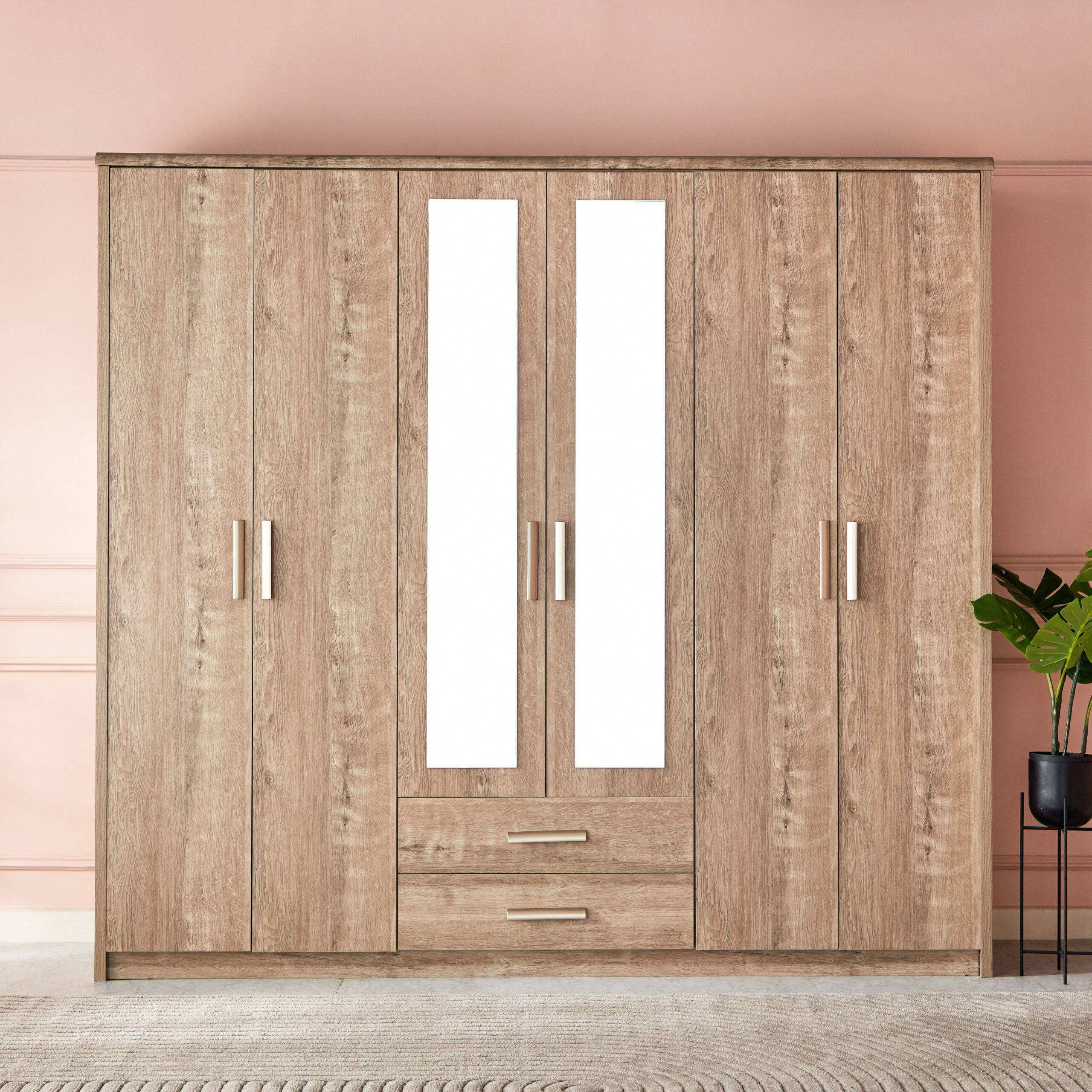 Curvy 6-Door Wardrobe with 2 Drawers