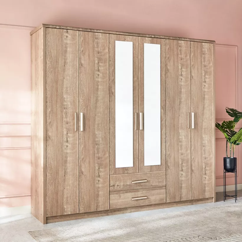 Curvy 6-Door Wardrobe with 2 Drawers - Image 3