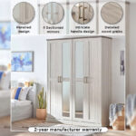 Angelic 4-Door Wardrobe with 2 Mirrors