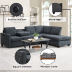Urbandale 4-Seater Reversible Corner Fabric Sofa with Dropdown Cupholders and USB Port