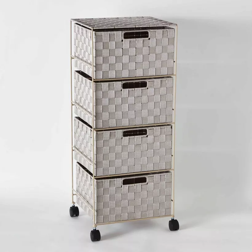 Strap 4-Drawer Cabinet with Casters - 35x30x85 cm - Image 2