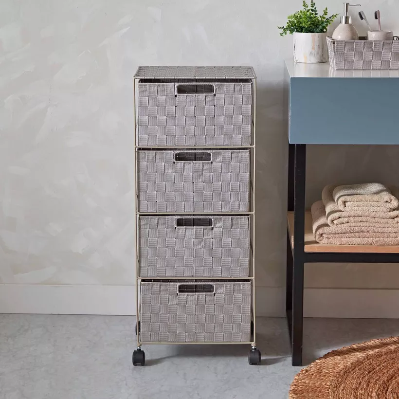 Strap 4-Drawer Cabinet with Casters - 35x30x85 cm - Image 3