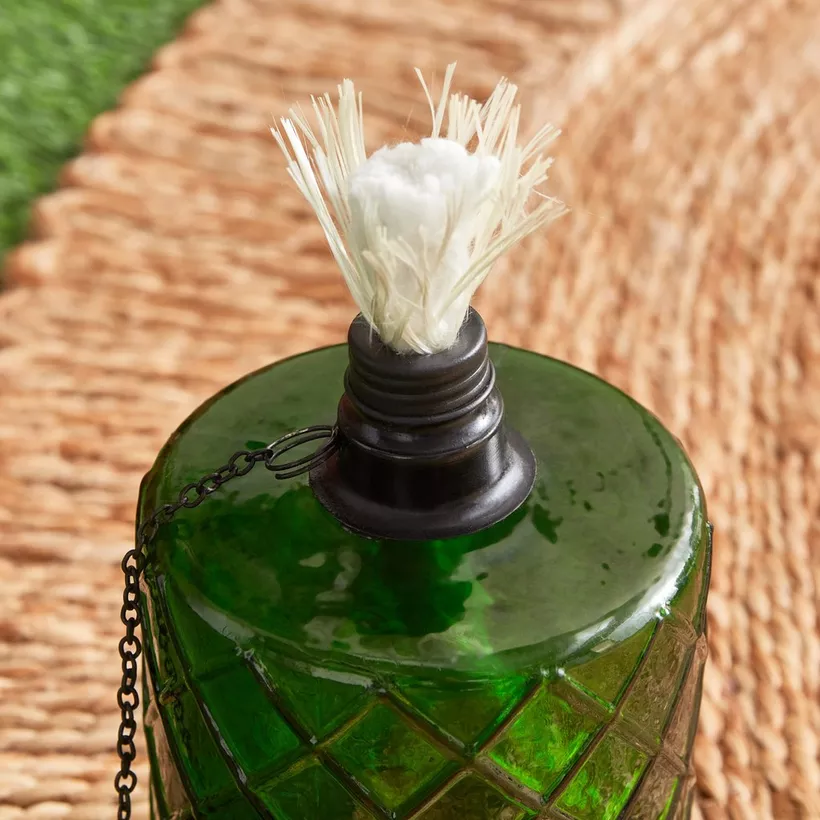 Eden Cylindrical Glass Torch Bottle with Fibre Glass and Metal - 7.5x7.5x15 cm - Image 5