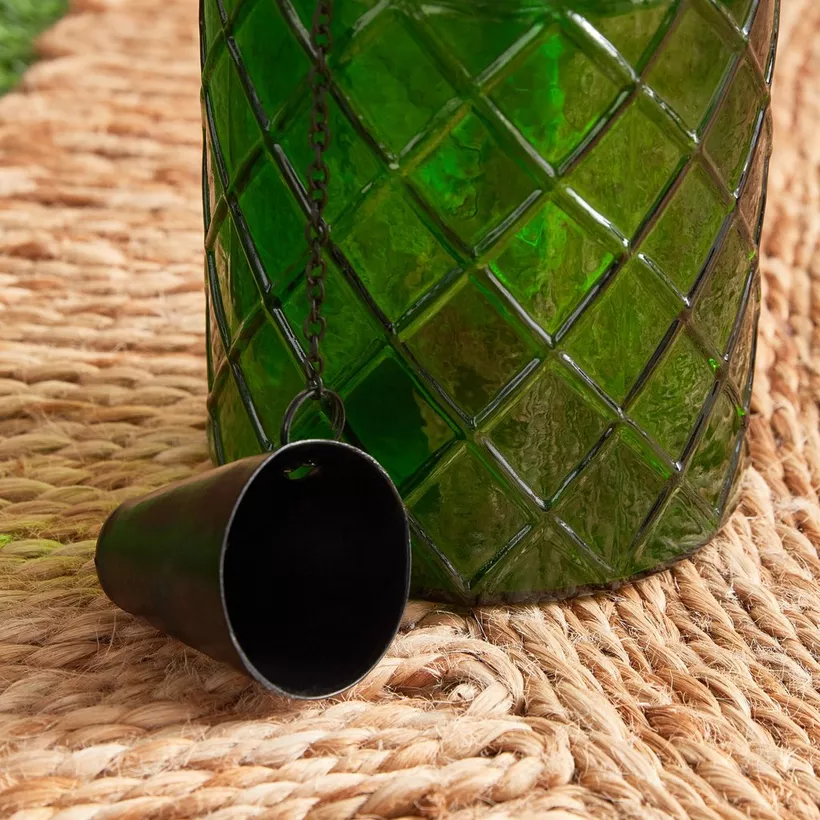 Eden Cylindrical Glass Torch Bottle with Fibre Glass and Metal - 7.5x7.5x15 cm - Image 6