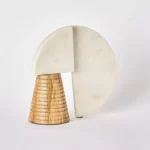 Liv Wooden and Marble Tripod Accent Decor - 28x10x30 cm