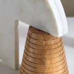 Liv Wooden and Marble Tripod Accent Decor - 28x10x30 cm