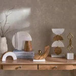 Liv Wooden and Marble Tripod Accent Decor - 28x10x30 cm