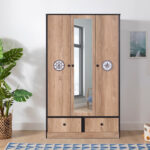 Crew 3-Door Wardrobe with 2 Drawers and Mirror