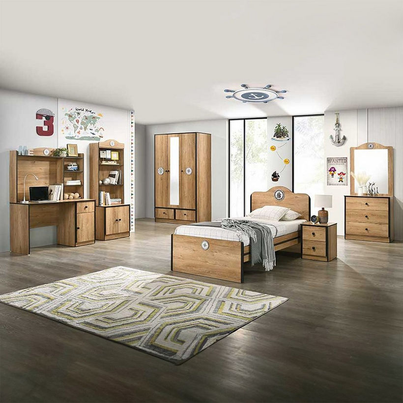 Crew 3-Door Wardrobe with 2 Drawers and Mirror - Image 3