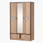 Crew 3-Door Wardrobe with 2 Drawers and Mirror