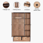 Crew 3-Door Wardrobe with 2 Drawers and Mirror