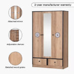 Crew 3-Door Wardrobe with 2 Drawers and Mirror