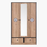 Crew 3-Door Wardrobe with 2 Drawers and Mirror