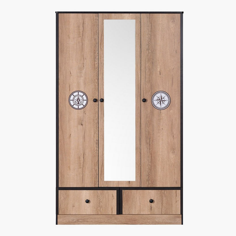 Crew 3-Door Wardrobe with 2 Drawers and Mirror - Image 8