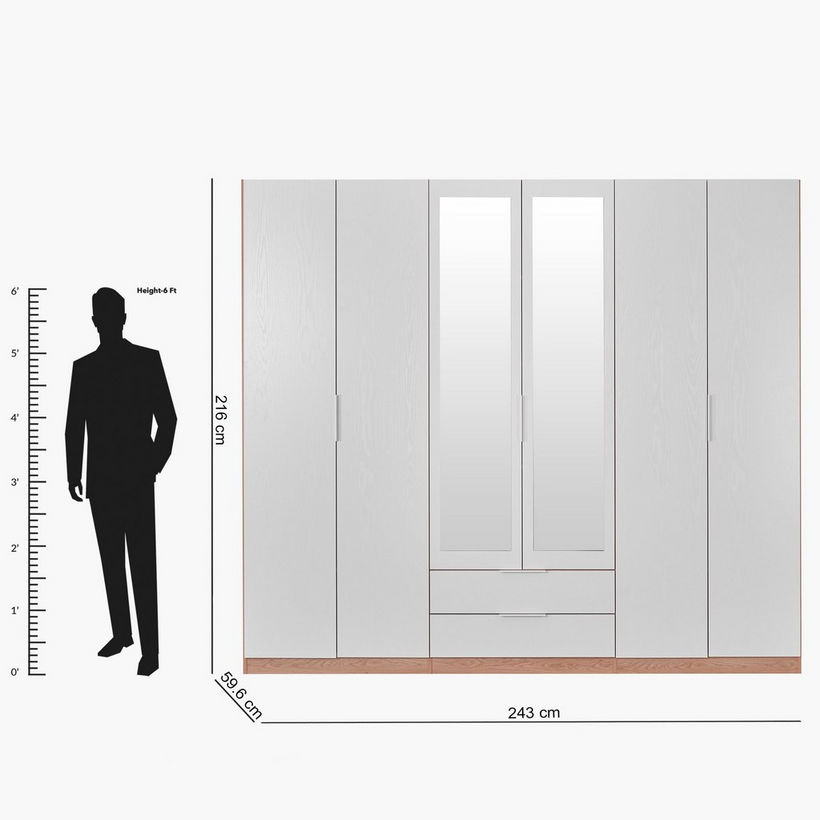 Milan 6-Door Wardrobe with 2 Drawers - Image 2