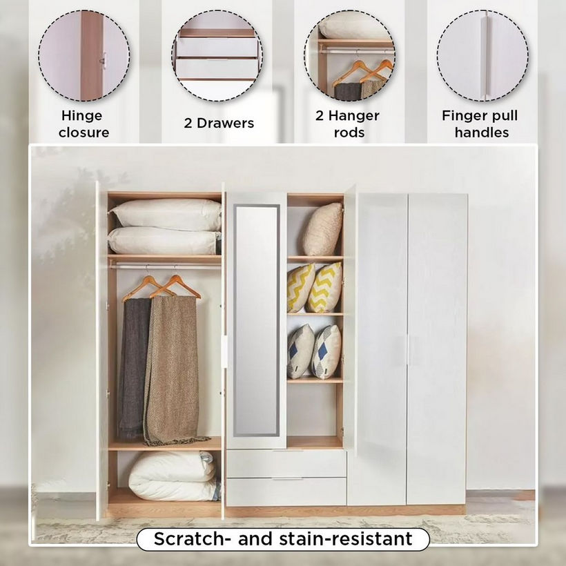 Milan 6-Door Wardrobe with 2 Drawers - Image 6