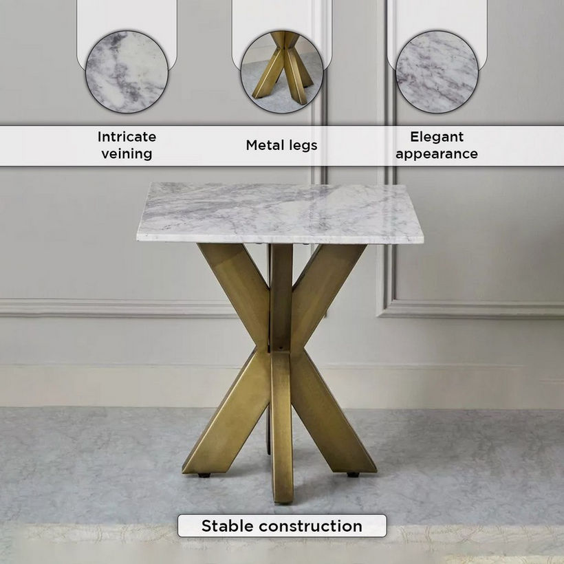 Portola Genuine Marble Top End Table - Image 8
