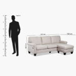Angelton 3-Seater Reversible Corner Fabric Sofa with USB Port