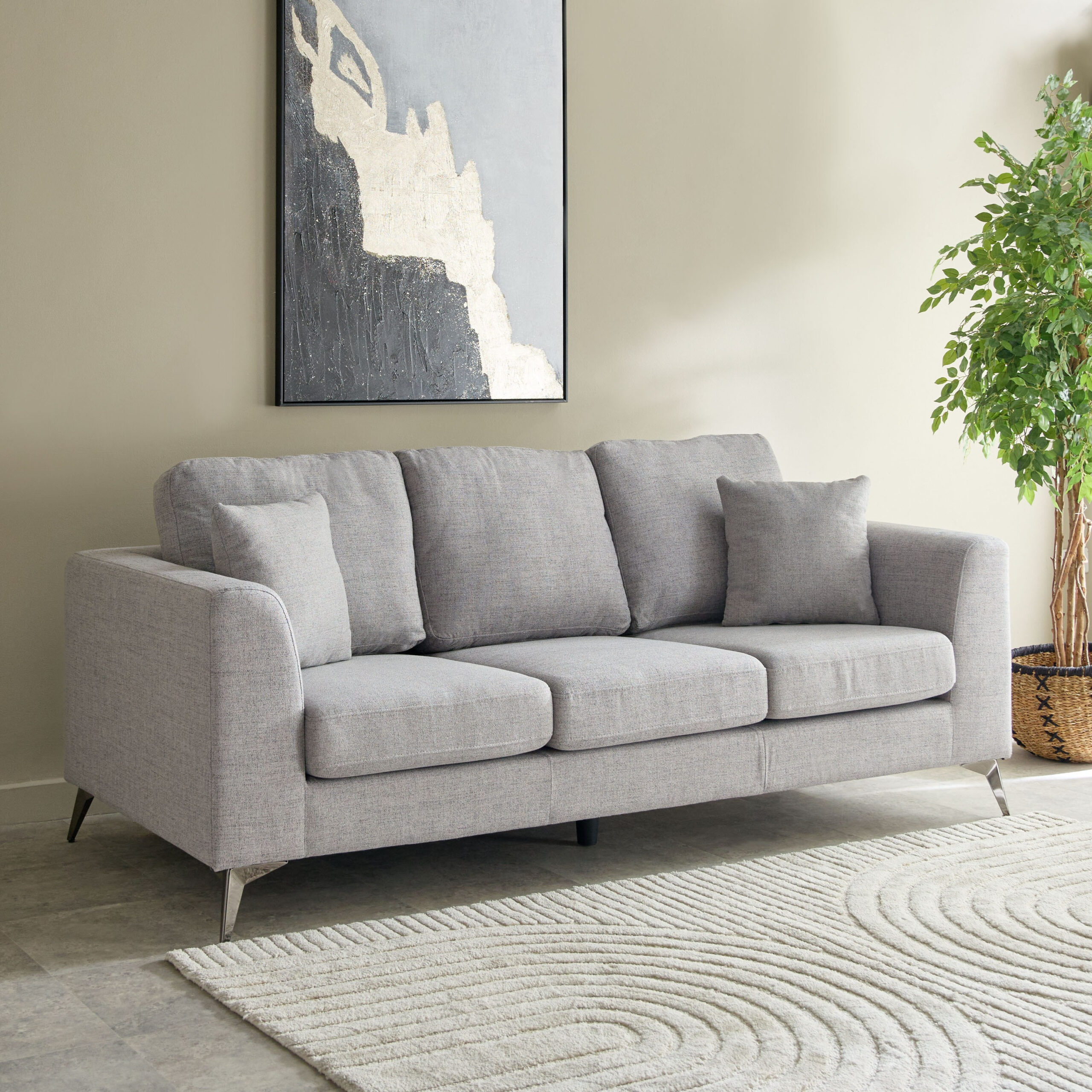 Flores 3-Seater Fabric Sofa