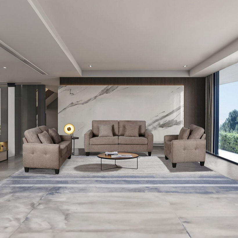 Nevada 3-Seater Fabric Sofa with 2 Cushions - Image 9