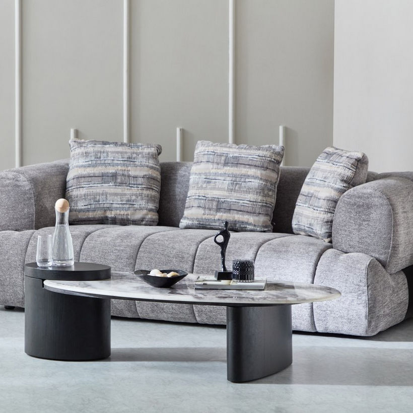 Cloud 3-Seater Fabric Sofa with 3 Cushions - Image 9