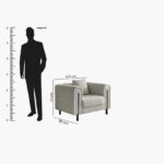 Glisten Armchair Fabric Sofa with 1 Cushion