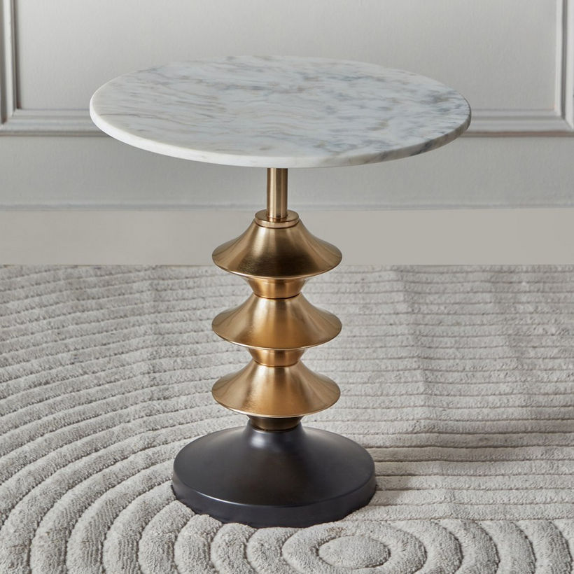 Cavon Helix Genuine Marble Top End Table - Image 3