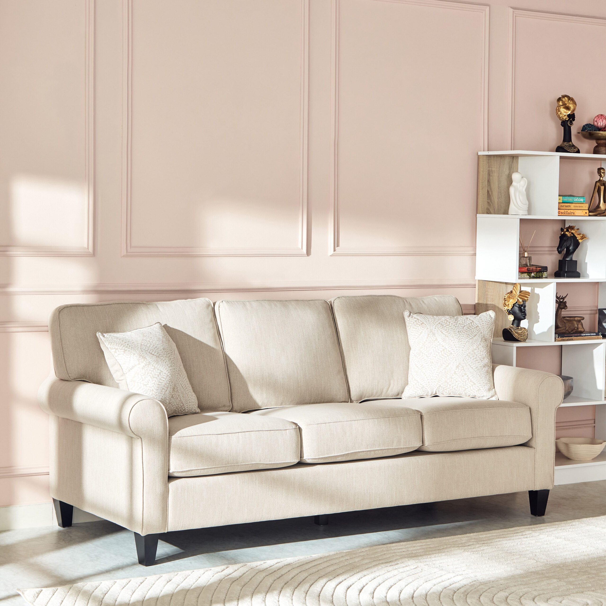 Angelic Oakwood 3-Seater Sofa with 2 Cushions