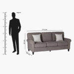 Angelic Oakwood 3-Seater Sofa with 2 Cushions
