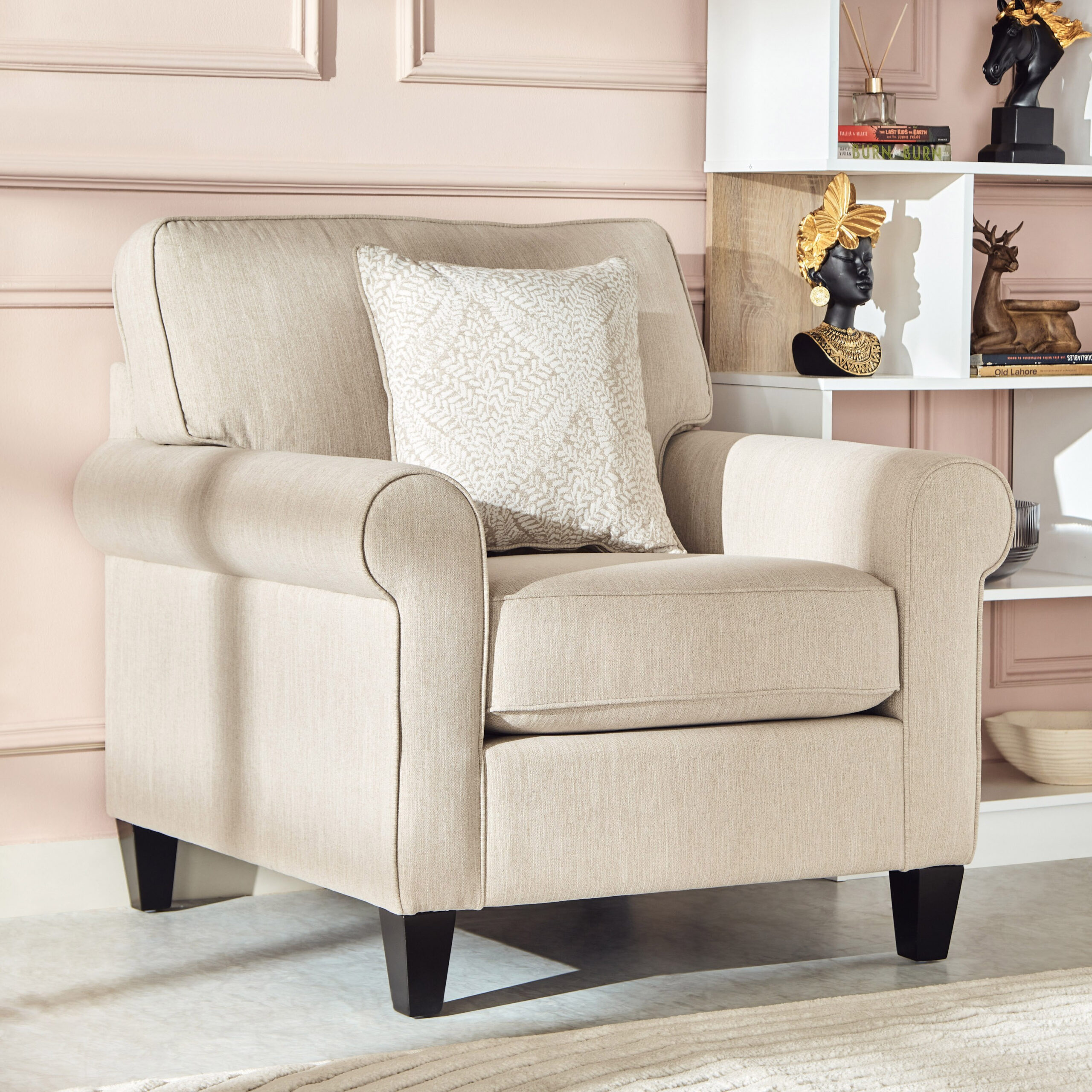 Angelic Oakwood 1-Seater Sofa with Cushion