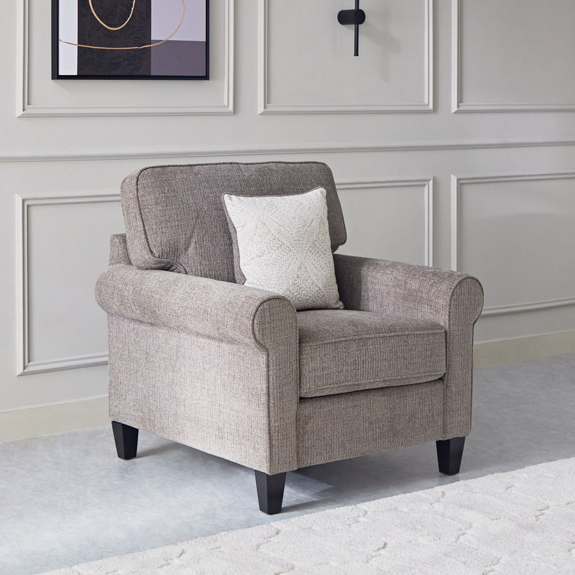 Angelic Oakwood 1-Seater Sofa with Cushion - Image 3