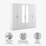 Philip 6-Door Wardrobe with 2 Drawers and Mirrors